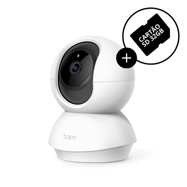 Câmera TP-Link IP Wi-Fi 360º 3MP Cartão 32GB TAPO C210